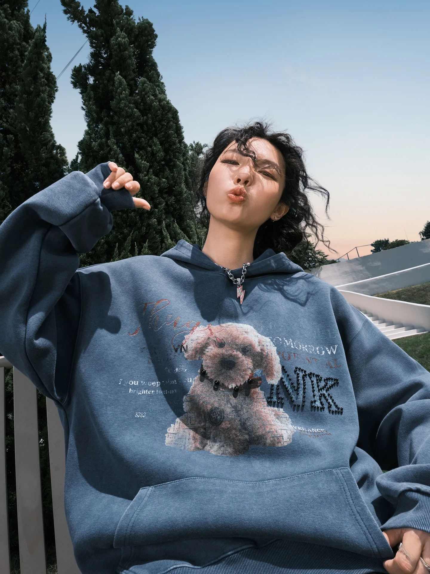 

Мужская толстовка Nuthink в американском ретро-стиле с принтом и вышивкой, свободный крой, весна 2026, новинка...