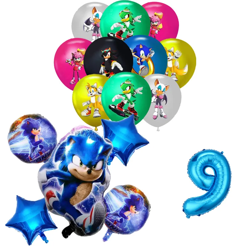 New Cartoon Sonics Party Supplies Balloon Kids Event Supplies Disposable Tableware Set Banner Backdrop Baby Shower Decorations