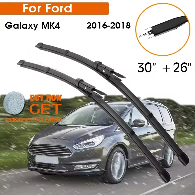 

Car Wiper Blade For Ford Galaxy MK4 2016-2018 Windshield Rubber Silicon Refill Front Window Wiper 30"+26" LHD RHD Accessorie
