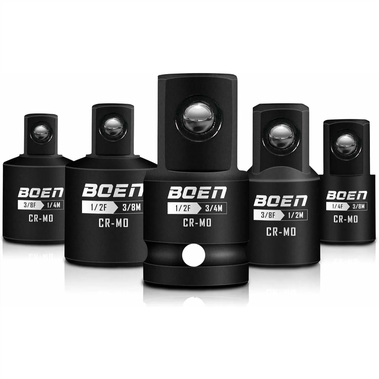 

Impact Socket Adapter Set with Reducer, SAE Standard 1/4", 3/8", 1/2" Drive, CR-MO Steel for Impact Driver Wrench - Durable and
