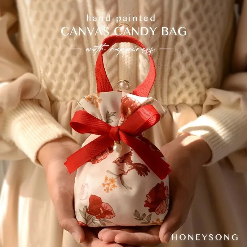 

Свадебная сувенирная сумка Большая вместительная подарочная сумка на шнурке Холщовая сумка для конфет Легкая сумка для шоколада Держатель для хранения конфет