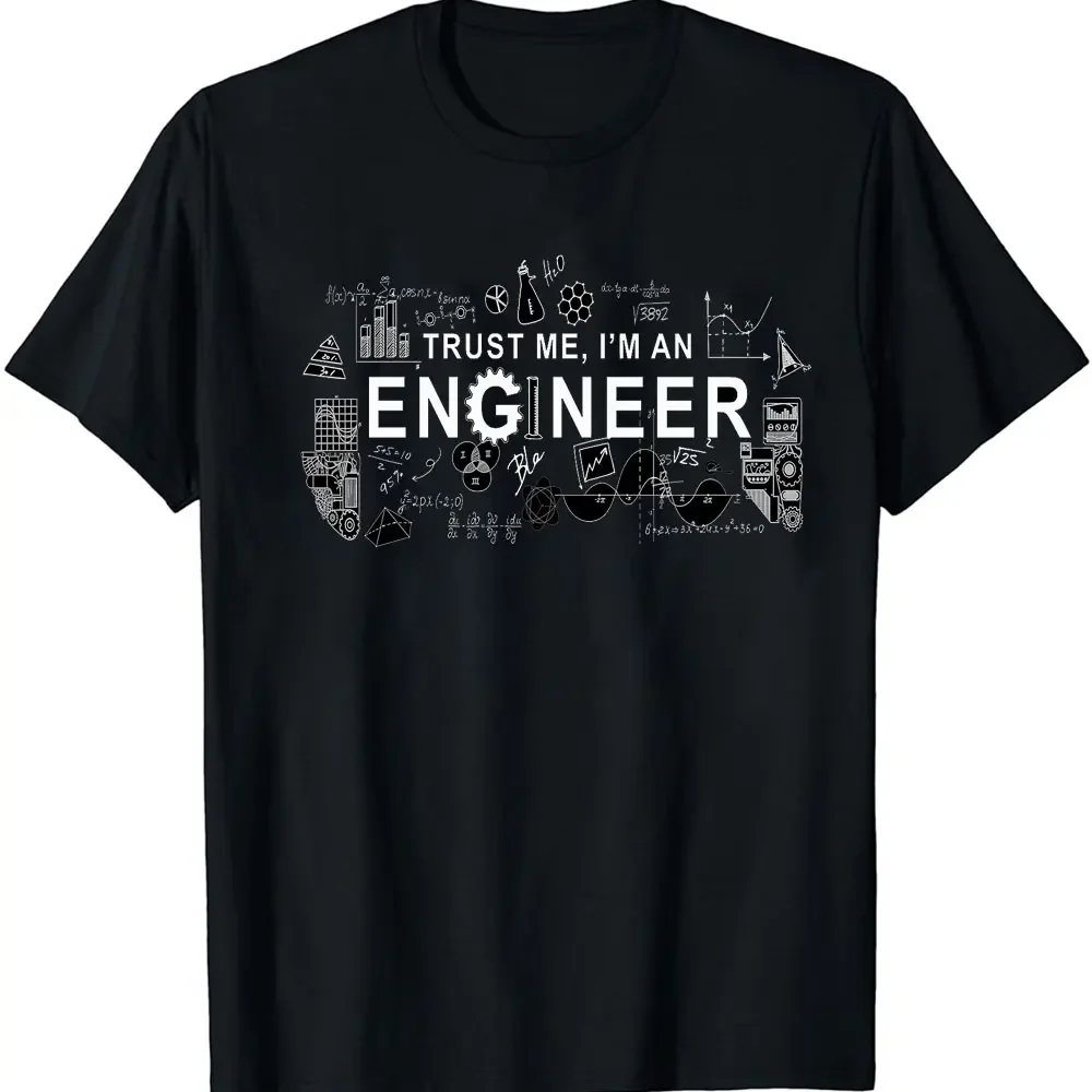 

Trust Me I Am An Engineer Graphic Tee Men Short Sleeve Cotton T-Shirt Funny Math Equation Print Geek Casual Tops