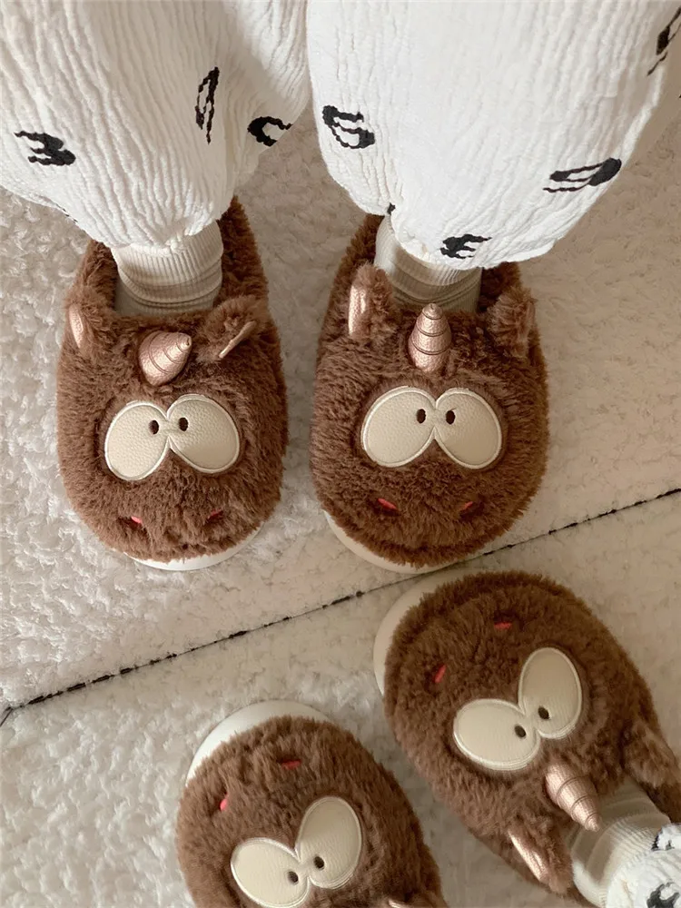 Funny Cartoon Home Slipper Couple Cartoon Cotton Slippers Men And Women's Plush Slipper 2022 Autumn And Winter Household Shoes