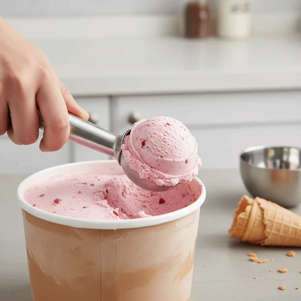 Metal Ice Cream Ball Scoop Non-stick Bright Silver Ice Cream Ball Maker Easy To Clean Portable Fruit Scoop Ice Cream Shop Owners