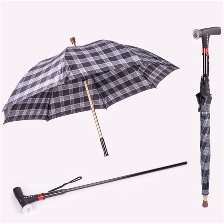 Old Man's Cane Umbrella With Lights and Music,safety Multi-function Mp3 Led Flashlight Umbrella