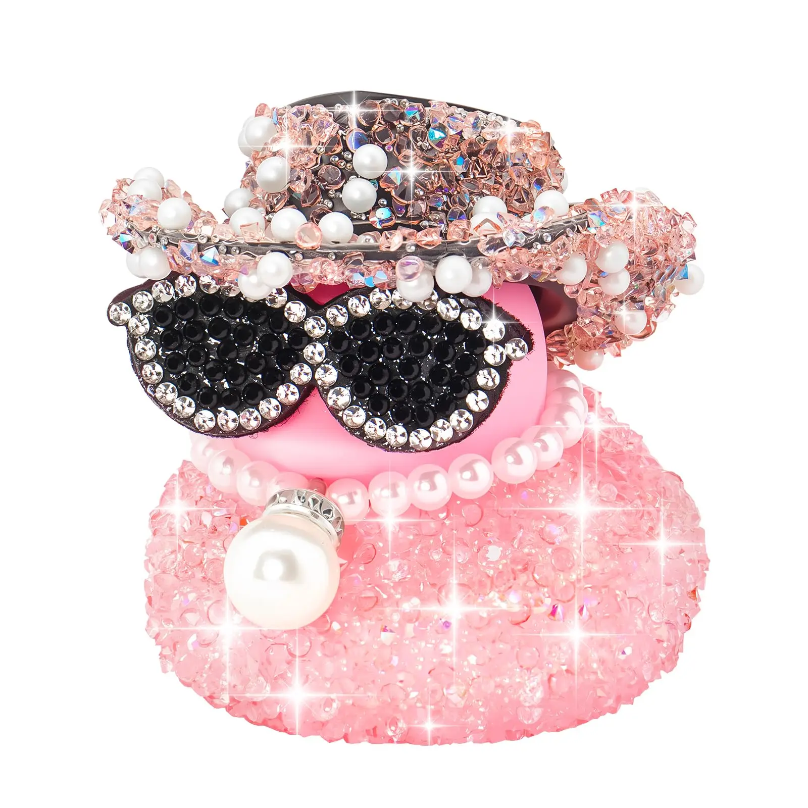 Pink Diamond Rubber Duck Car Ornaments Dashboard Decorations for Cool Car Accessories with Diamond