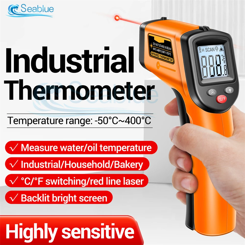 TH201 Podręczny pistolet do pomiaru temperatury na podczerwień-50 ~ 400 ℃ Czujnik laserowy IR Termometr Termometr VA Screen Meter Pirometr Narzędzie