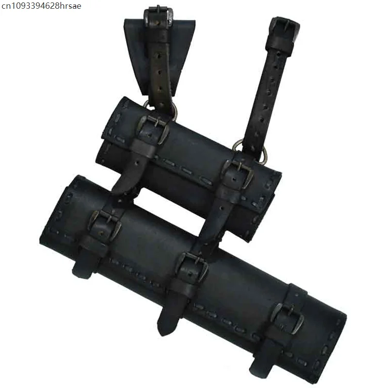 OF1 Medieval Viking Knight PU Leather Sword Belt Double Sword Sheath Scabbard Vintage Frog Holder Rapier Holster LARP Cosplay