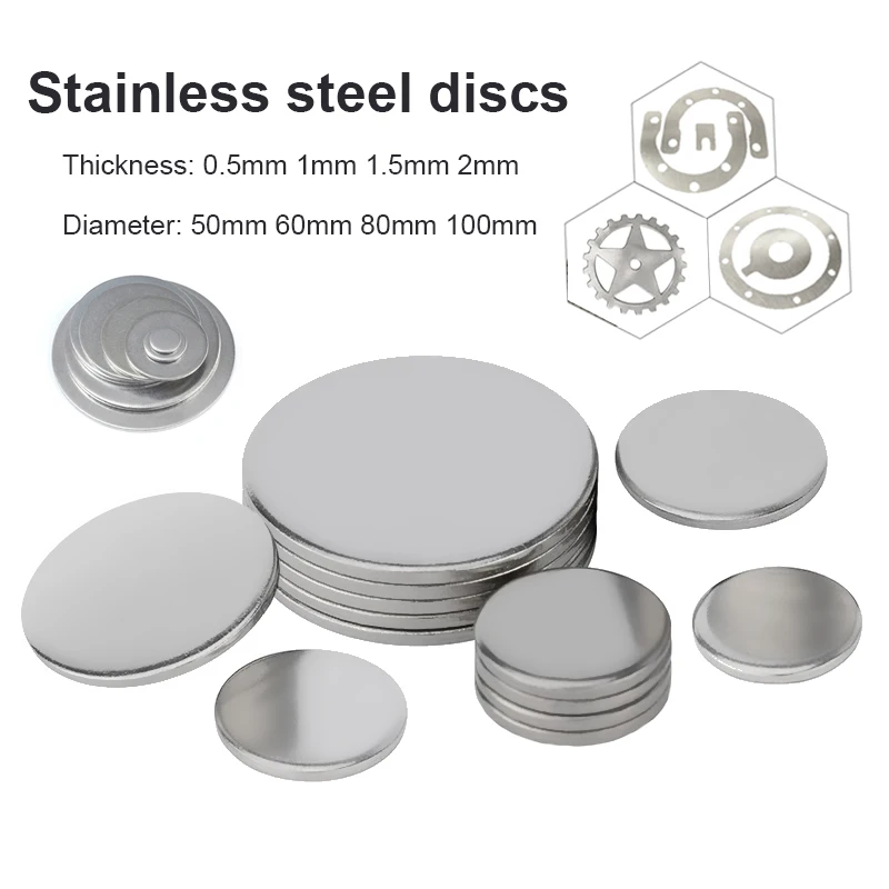 

1 piece, 304 stainless steel disc, round sheet, diameter 50mm-100mm, thickness 0.5~2mm stainless steel round gasket