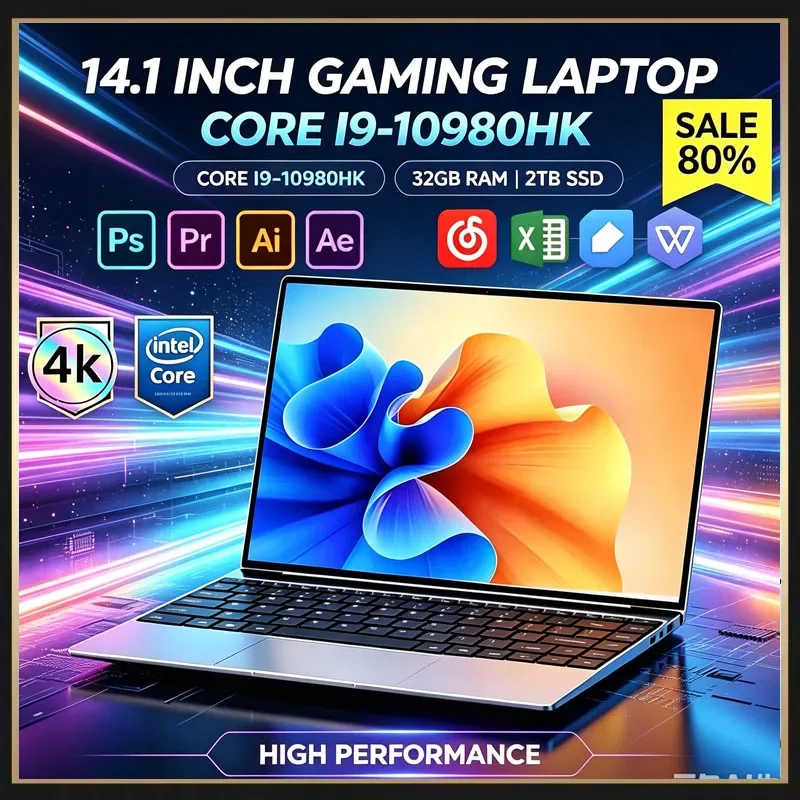Intel Ultra Slim 14.1 Laptop Intel Core I9 10980HK Win11,16GB RAM 2TB SSD,FHD,WiFi6 BT5.2 for Gaming,Study,Office Graphic Design - Aliexpress Deal