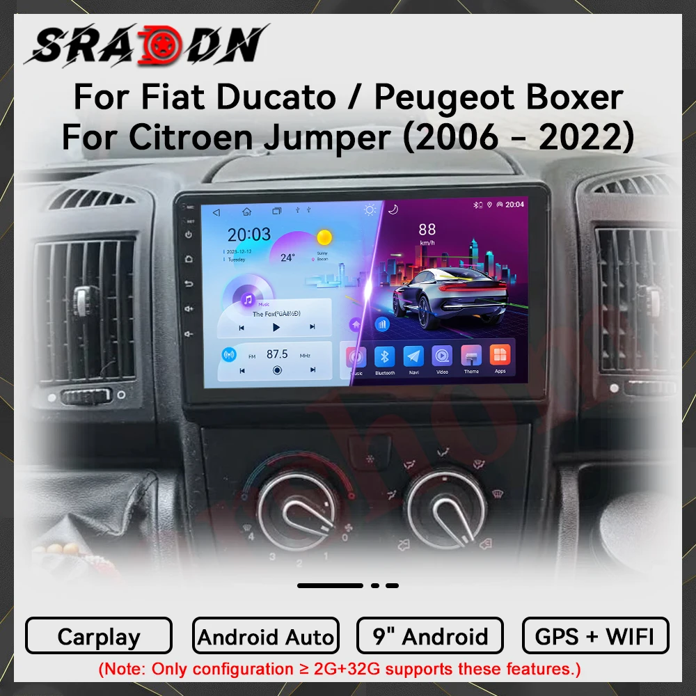 Автомагнитола Android для Fiat Ducato, Peugeot Boxer, Citroen Jumper 2006-2022, мультимедийный видеоплеер, навигация, GPS, Carplay, сенсорный экран, автомагнитола, интеллектуальные системы.