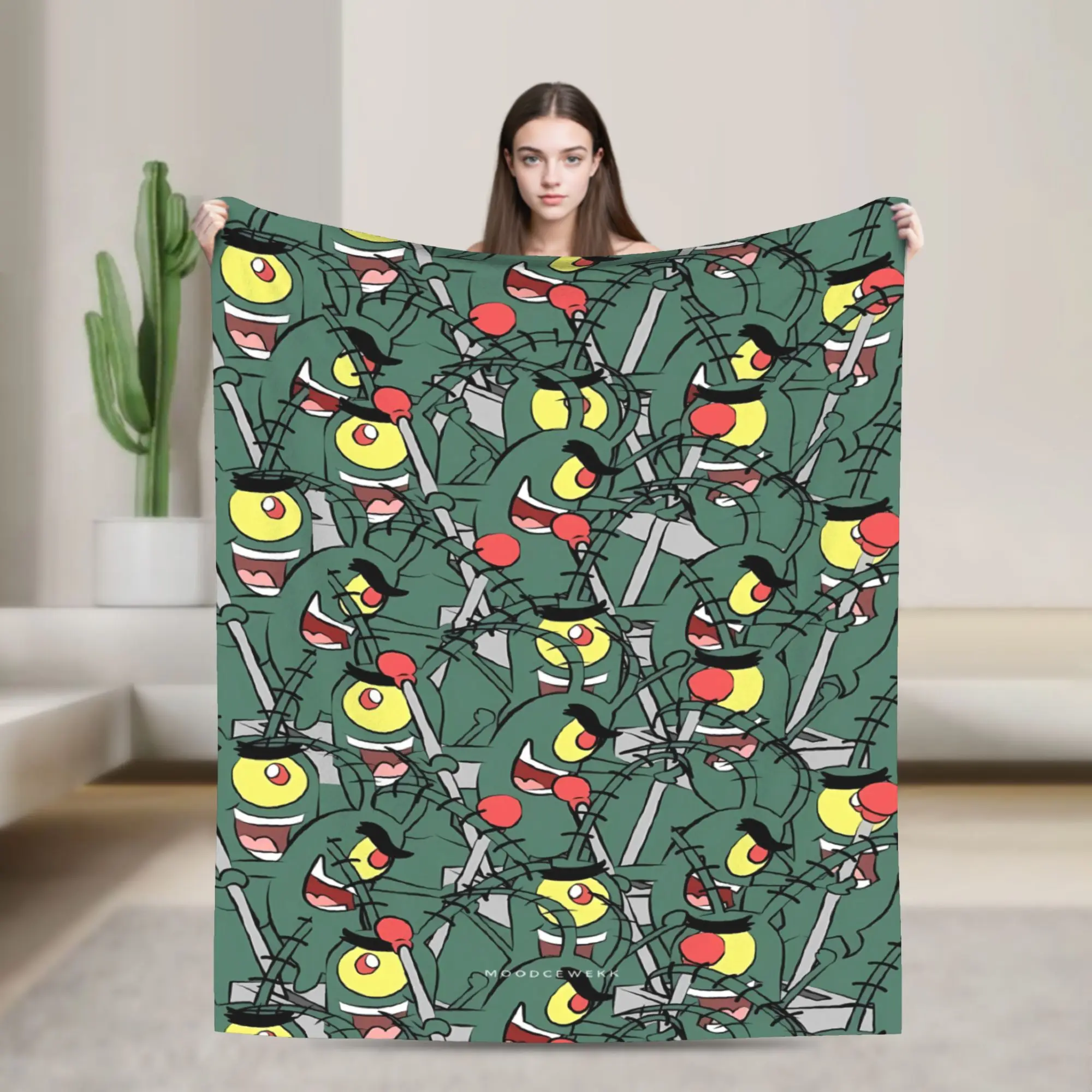 SpongeBobs Dark Mini Avatar Repeat Blanket Quality Warm Soft  Throw Blanket Autumn Girls Boys Living Room Novelty Bedspread