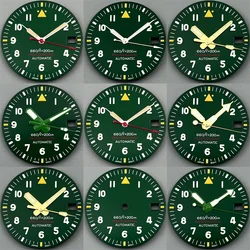 New 2025 29mm Green Pilot Style Watch Dial and Hand Sets C3 Green Luminous Fit NH35 NH36 Movement Watch Parts for Mod