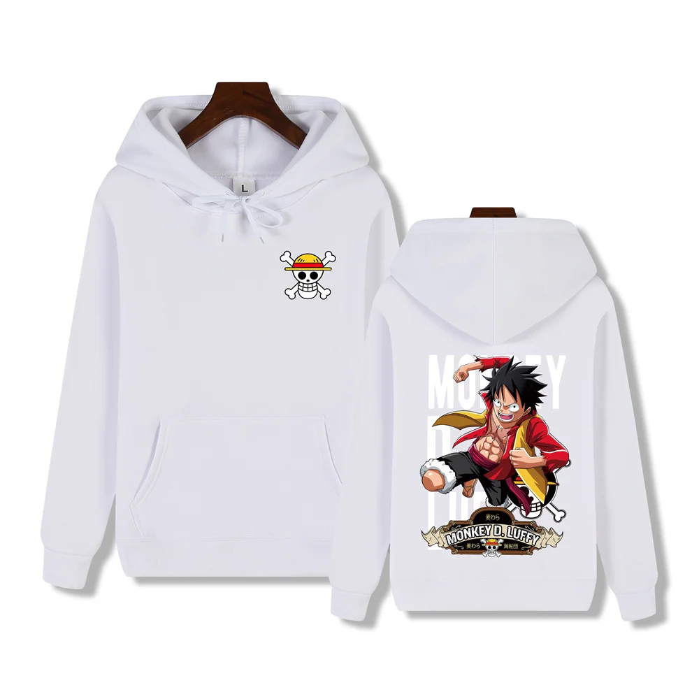 Autumn and winter comfortable thick blood animation One Piece King Luffy printed men\'s high quality leisure warm street hoodie