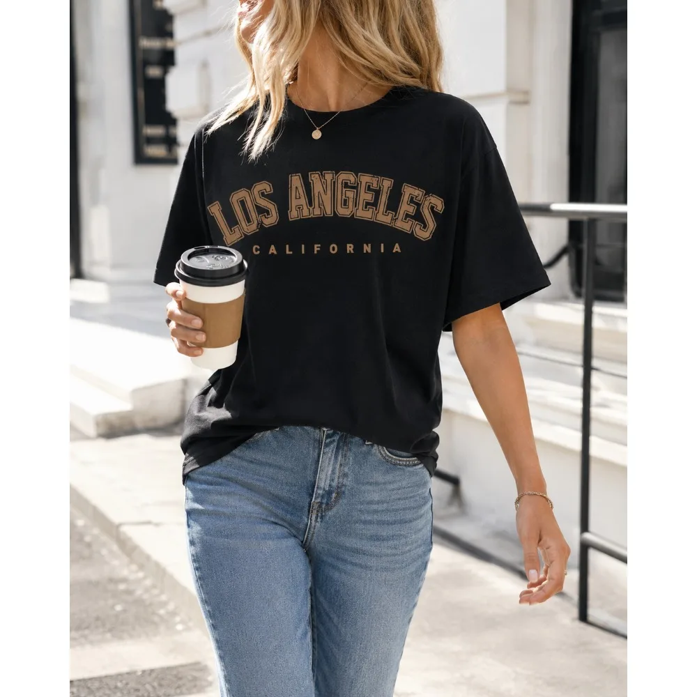 Retro and Trendy T-Shirt Classic and Versatile Casual Comfortable Round Neck Short Sleeved Tee From Los Angeles California Trend
