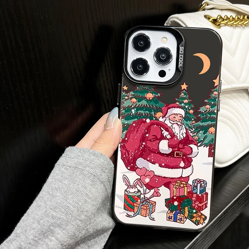 Santa Claus Christmas Fashion Cartoon Phone Case for iPhone 16 12 13 14 15 11 Max Pro Plus Laser IMD Color Shell image 2