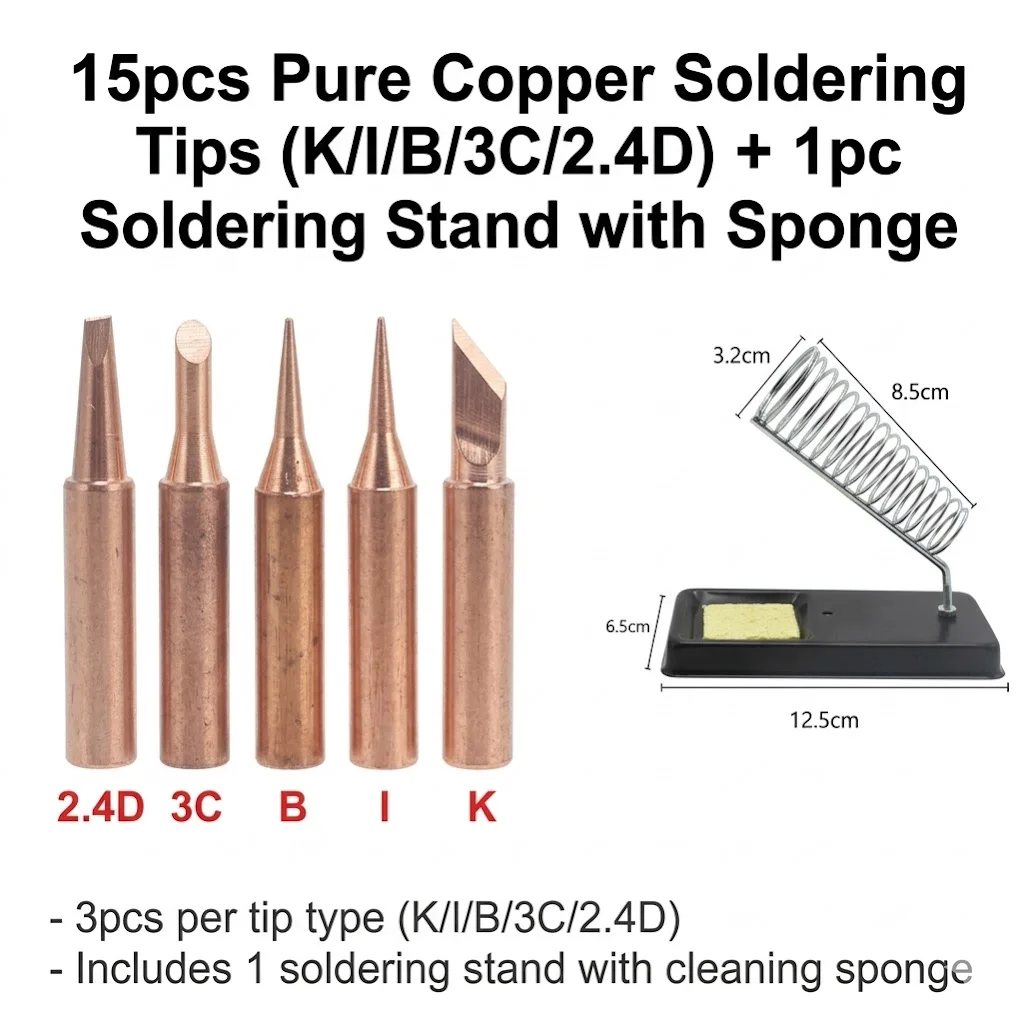 936 Soldering Iron Handle, Durable/Brass Soldering Tips Set, Free Soldering Stand, Helping Hands Third Hand Station