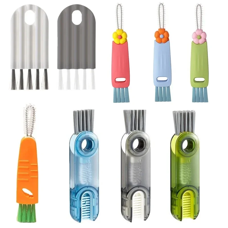 3 In 1 Multifunctional Cup Cleaning Brushes Rotatable Cup Mouth Brush Bottle Cap Brush Household Groove Gap Cleaning Brush