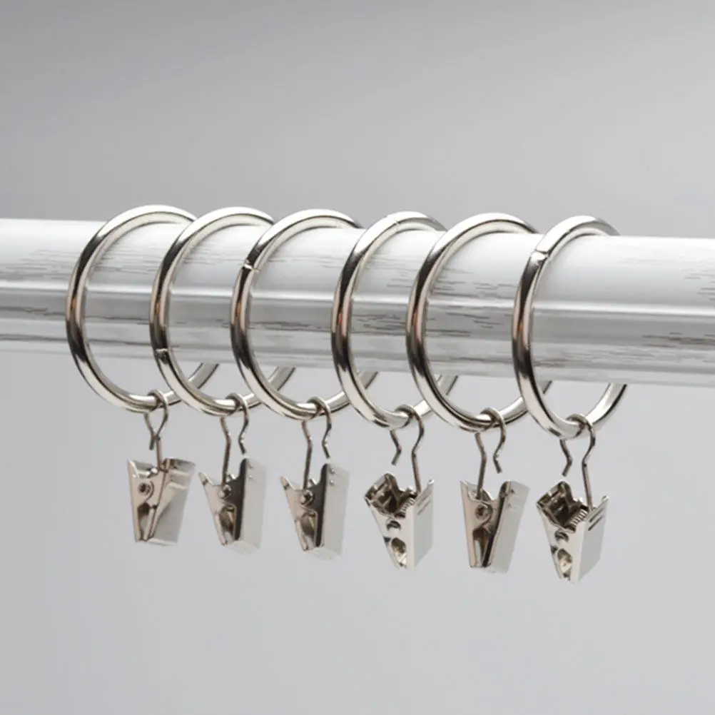 10Pcs Iron Curtain Rings Clip Hooks Strong Drapery Clips for Bathroom Bedroom Living Room Iron Hook Curtain Clips