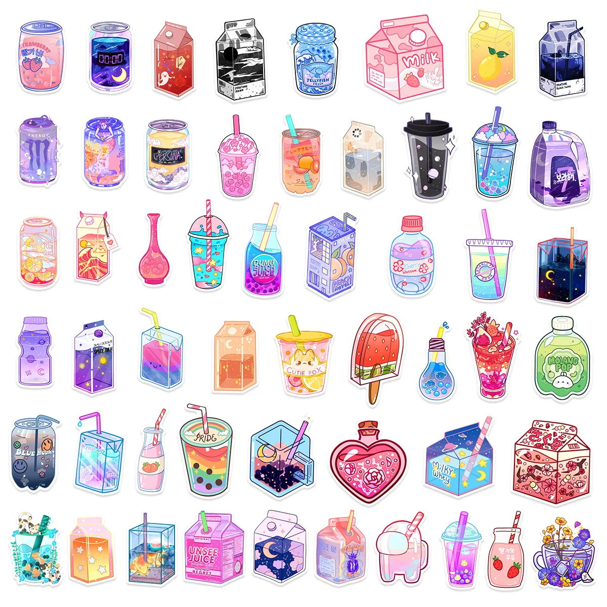 10/25/50pcs Ins Style Cute Drink Cup Graffiti Stickers for DIY Scrapbook Travel Luggage Water Bottle Guitar Laptop Pad phone