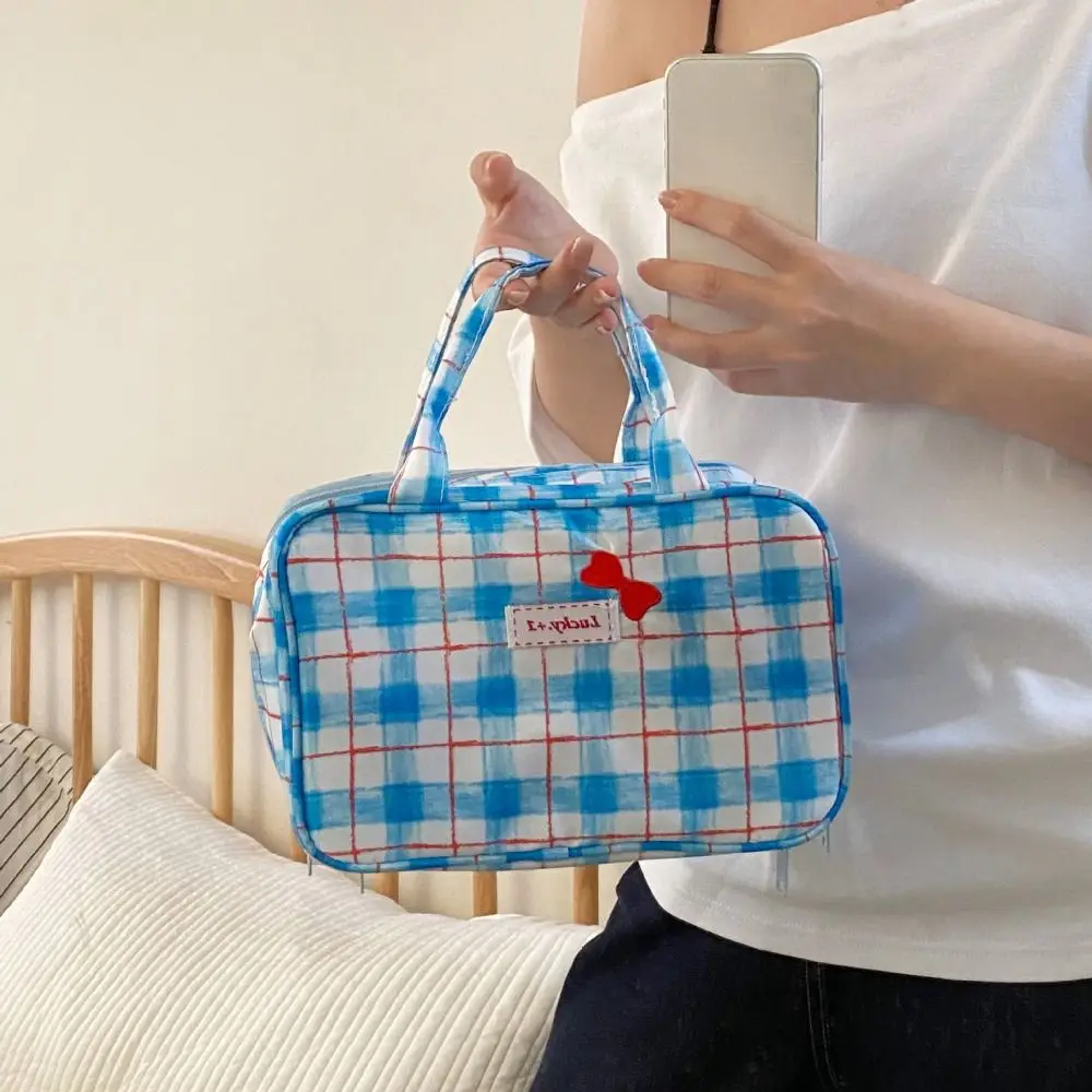 

Makeup Pocket Large Capacity Bow Makeup Bag Cloth Pink Large Cosmetic Bag Handbag Multifunctional Travel Bag Travel