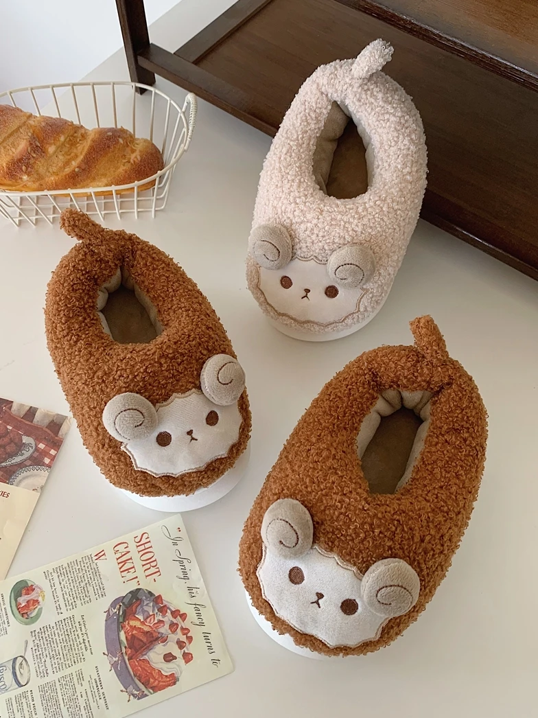 Man Women Slippers Household Warm Non Slip Boys' Girls' Baby Slipper Shoes Women's Winter Cute Sheep Parent Child Home Slippers