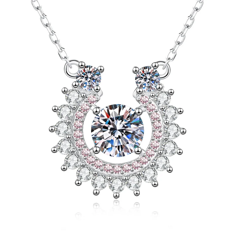 

XL514 Lefei Fashion Luxury Classic 1ct Moissanite Color D Half Flower Necklace For Charm Women 925 Sterling Silver Party Jewelry
