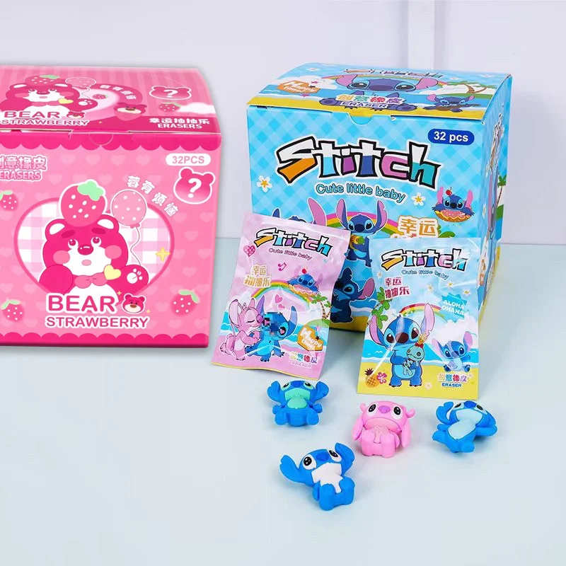 

32pcs/Box Disney Lilo & Stitch Lotso Pencil Eraser Stitch Detachable 3d Eraser Student Stationery School Supplies Wholesale