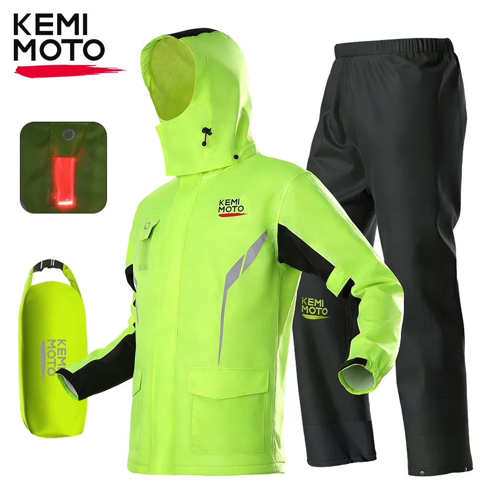 KEMIMOTO Motorcycle Raincoat Waterproof Rain Jacket Pants Split Suit Breathable Impermeable Riding Cycling Motocross Motobike