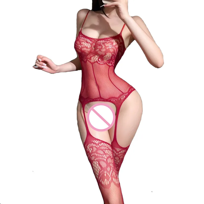 Bodysuit for Women Black Sexy Bodystockings Lingerie Bodysuit Underwear Women Fishnet Open Crotch Catsuit Mesh Erotic Tights