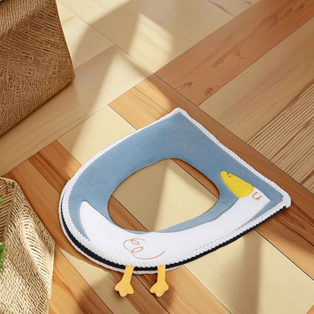 

2pcs Cartoon Toilet Seat Pad Washable Reusable Thickened Lid Cover Cushion Bathroom Supplies Home-use Winter Warm