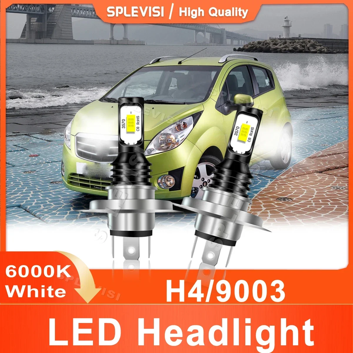 Car Led Light H4/9003 Xenon White 70W For Daewoo Matiz Headlight 1998 1999 2000 2001 2002 2003 2004 2005 Headlight High Low Beam