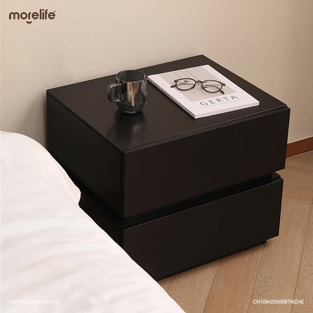 

Household Rubik's Cube Nightstand Bedside Table Nordic Solid Wood Double Layer Black Light Luxury Storage Cabinet Furniture K0+