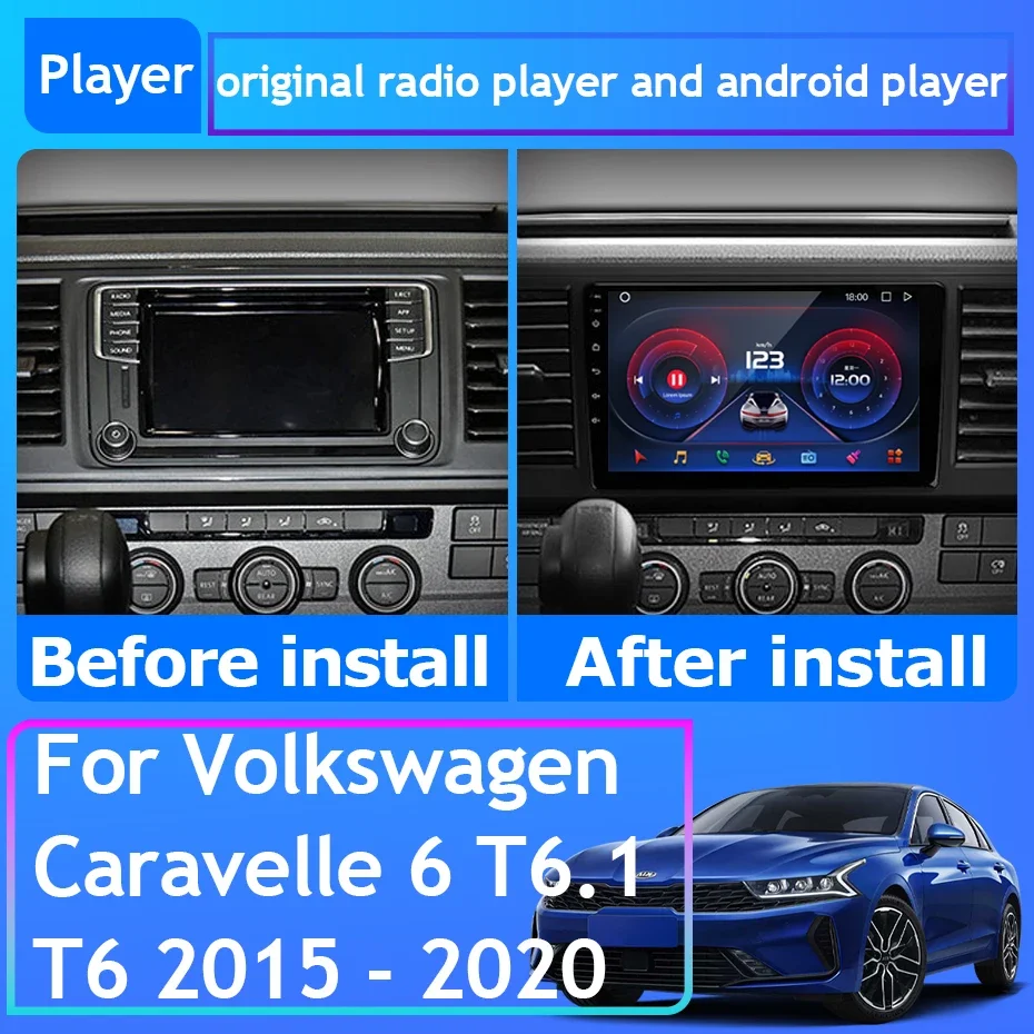 

For Volkswagen Caravelle 6 T6.1 T6 2015 - 2020 Car Radio Carplay GPS Navigation Android Auto Stereo 4G Wifi No 2din DVD