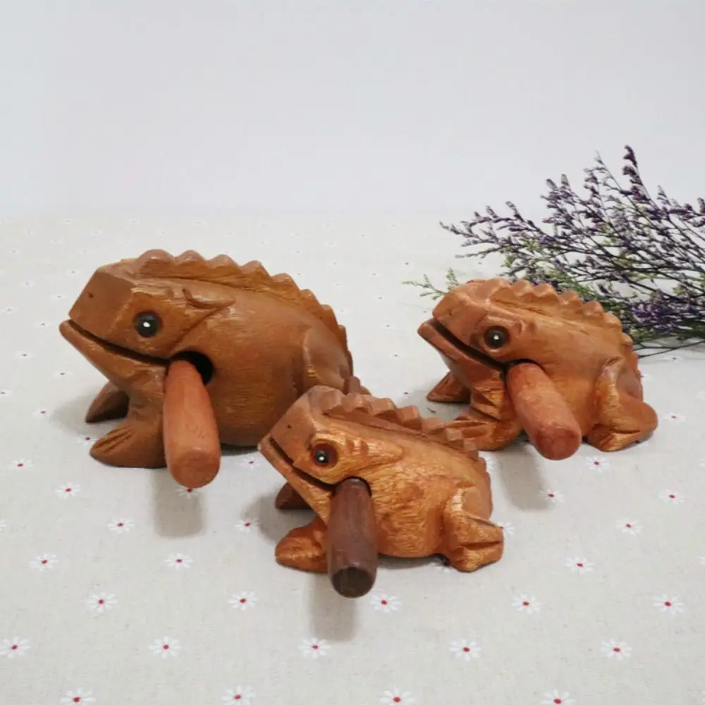 Portable Wooden Frog Guiro Rasp Handcrafted Lucky Frog Rasp Musical Instrument Frog Musical Instrument Home Office Desk Decor