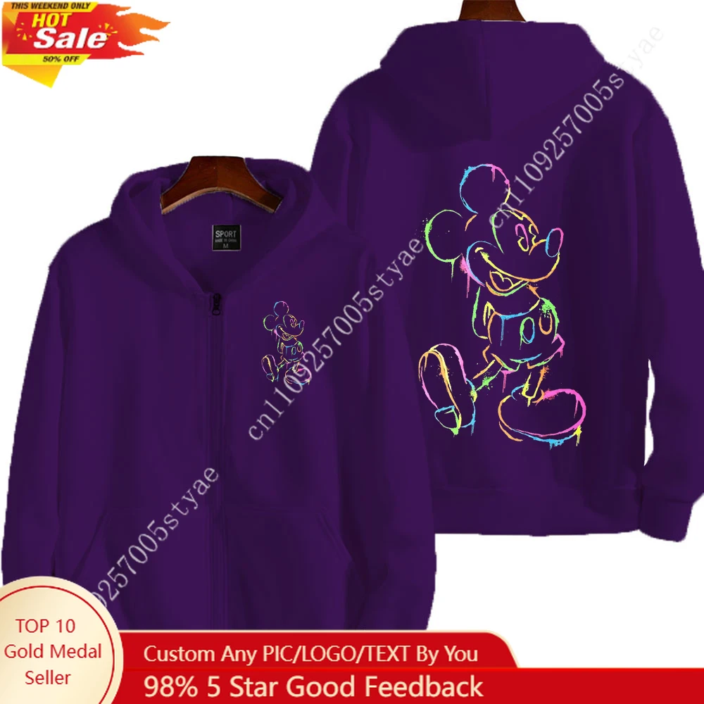 

Mickey Mouse Men Zipper Hoodie Spring Autumn Fashion Women Oversized Sweatshirt 2025 New Cartoon Anime Couple Jackets Coat