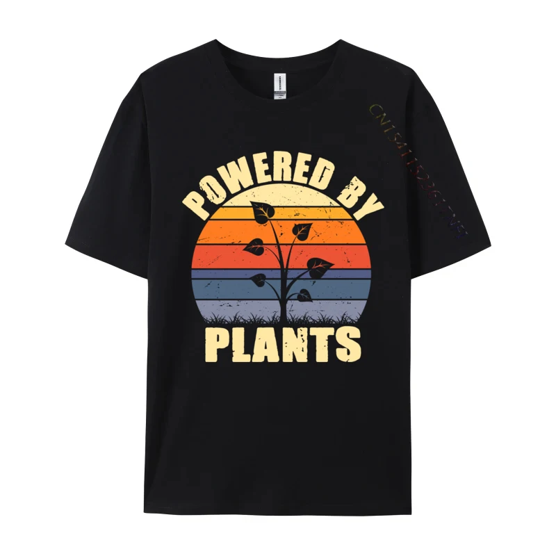 

Vintage Powered By Plants Vegan Powered Vegan Birthday T-Shirts Design Faddish O Neck Cotton Fabric T Shirt Tee