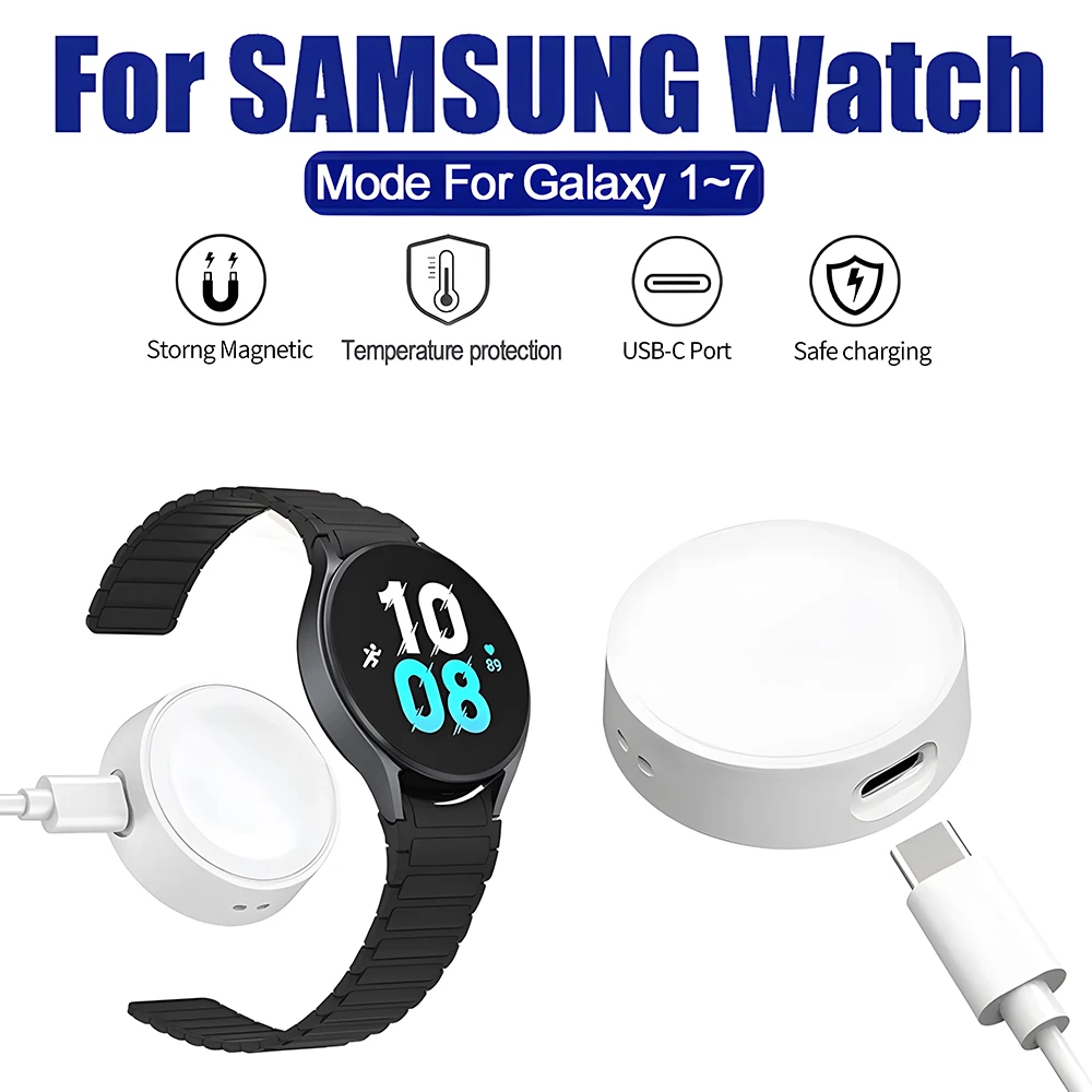 Nouveau chargeur magnétique sans fil Portable pour Samsung Watch 7 chargeur Type C Port Dock charge pour Galaxy Watch 7 6 5 4 3 chargeur