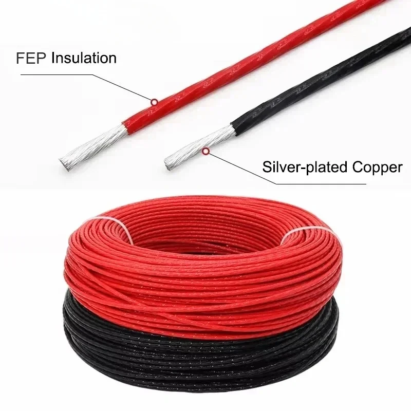 5~50m Tinned Copper Wire FEP Silver Plated 30/28/26/24/22/20/17AWG High Purity OFC PTFE Audio Headphone HiFi Signal Copper Cable