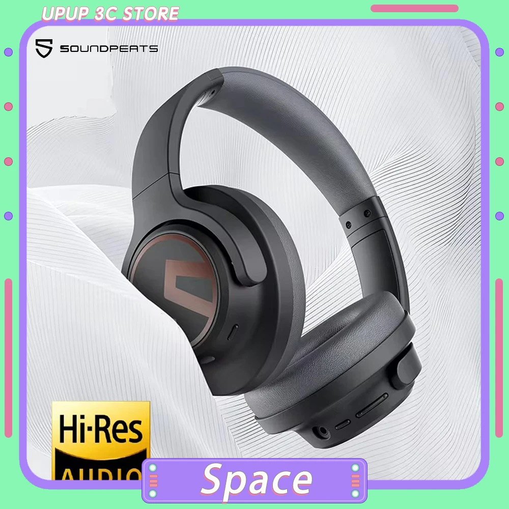 

Soundpeats Space Wireless Bluetooth Headphone Noise Reduction Subwoofer Active Game Headsets HD HiFi 123h Battery Life Earphones