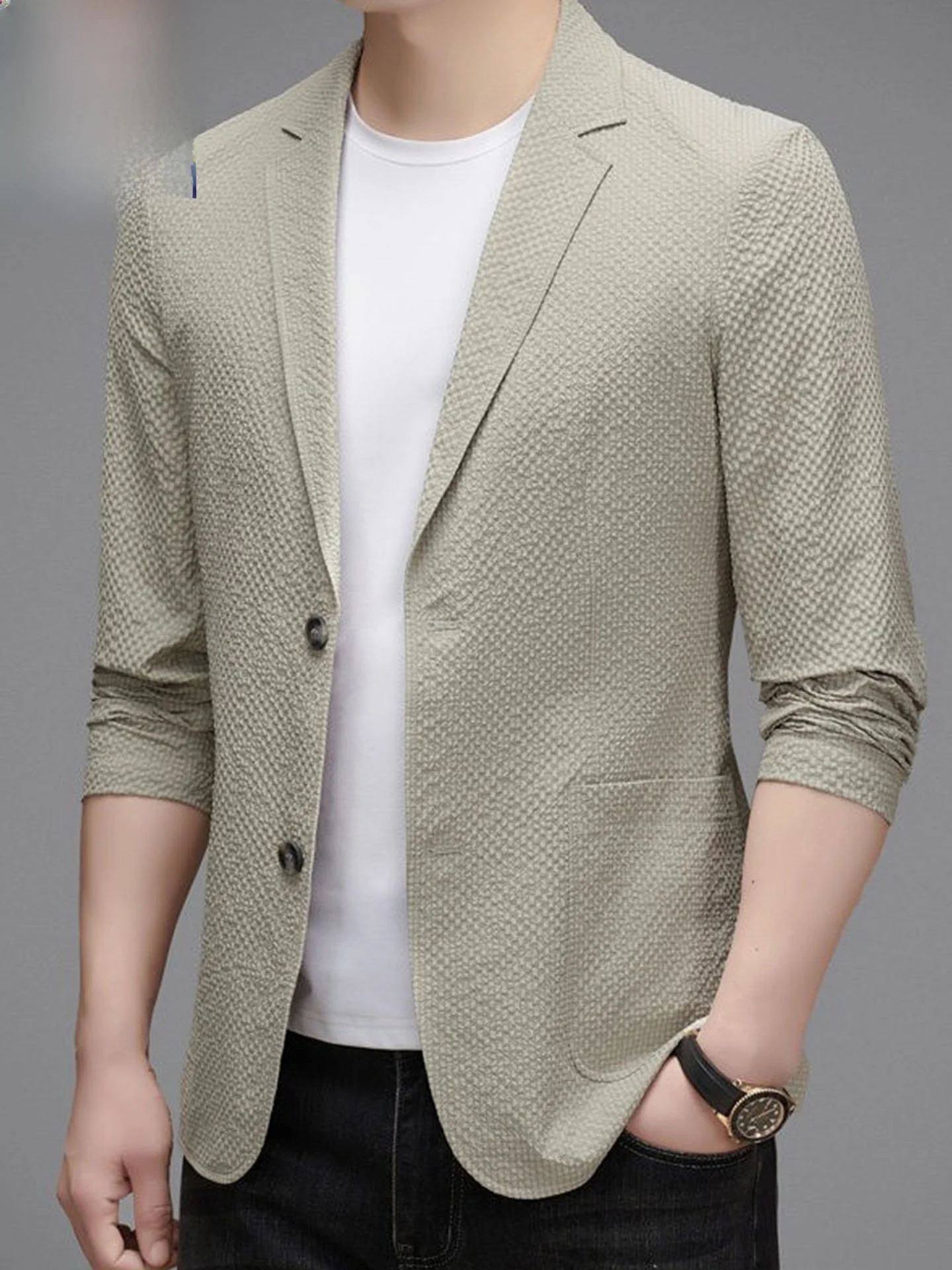 

Мужская повседневная модная легкая однослойная куртка Slim Fit для весны и лета с защитой от солнца, стильная верхняя одежда