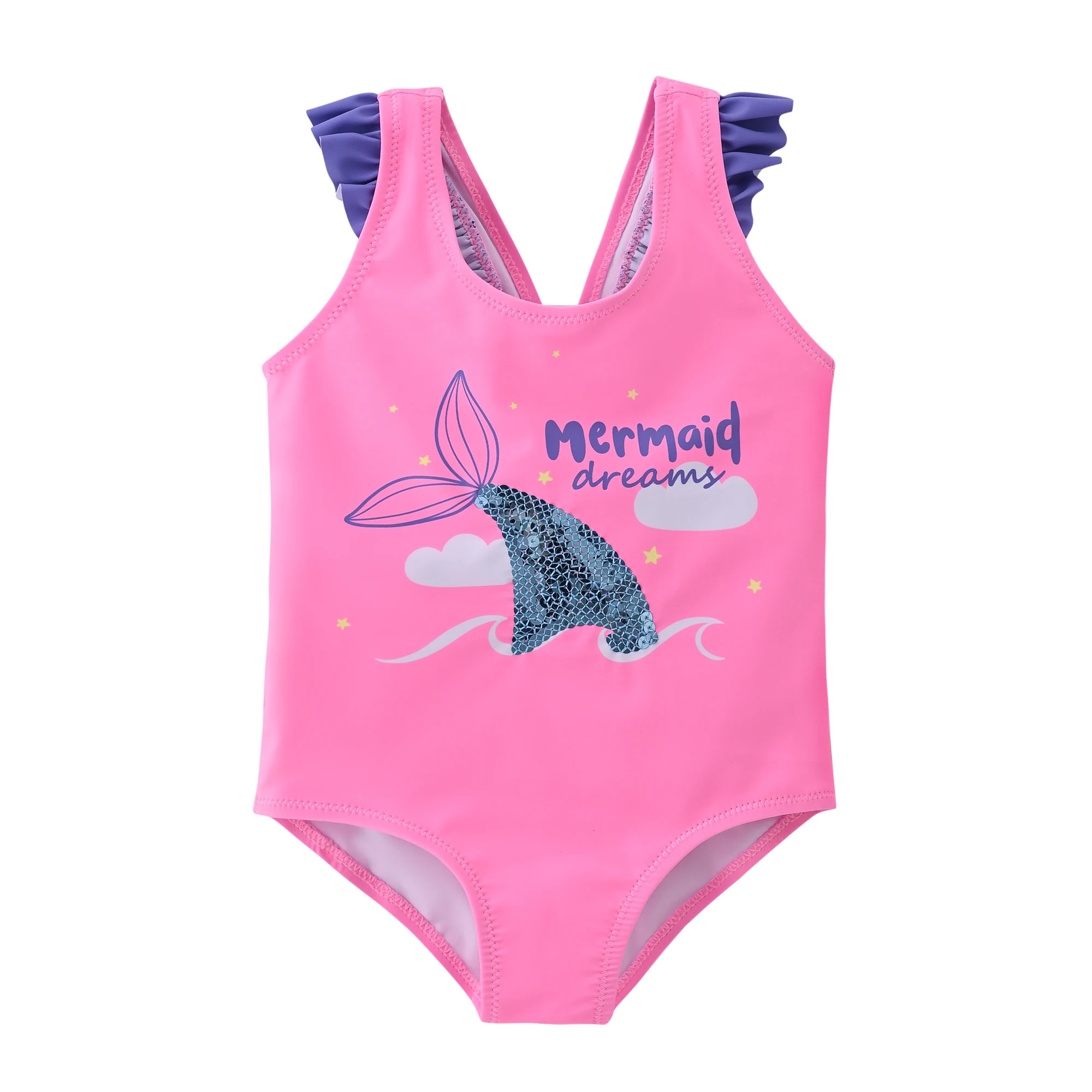 Kavkas Mermaid Print One Piece Swimsuit for Girls Summer Kids Swimwear 9M-6T Assorted Colors