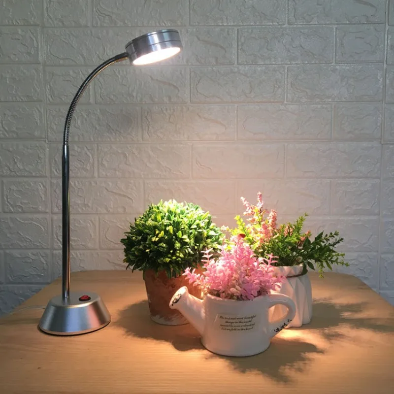 Full-Spectrum Plant Growth Supplementary Lighting Desk Lamp Frosted Aluminum Plant Grow Light Suitable for Small Potted Plants