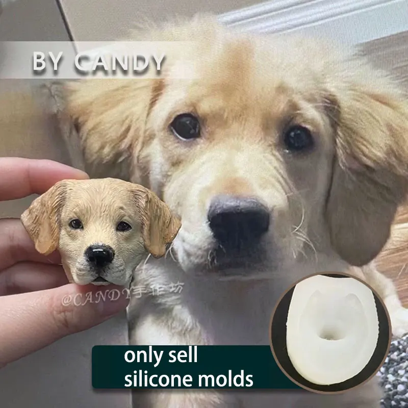 Golden Retriever Head Silicone Mold Labrador Dog Memorial Aromatherapy Plaster Fondant Clay Mold DIY Car Air Vent Decoration