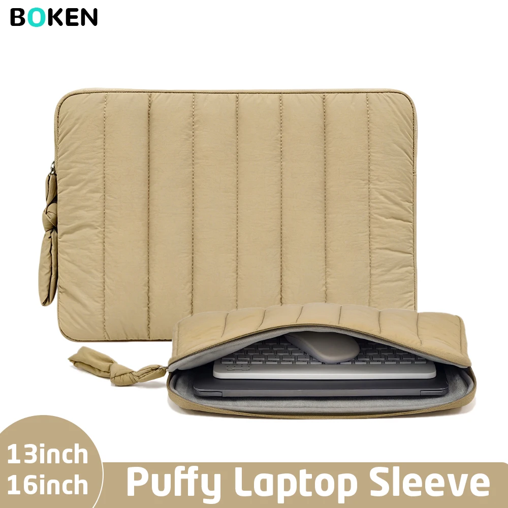 Quilted Soft Laptop Sleeve 13 15.6 16inch for MacBook Air Pro Surface Dell HP Lenovo Notebook Bag Daily Office Travel Carry Bag