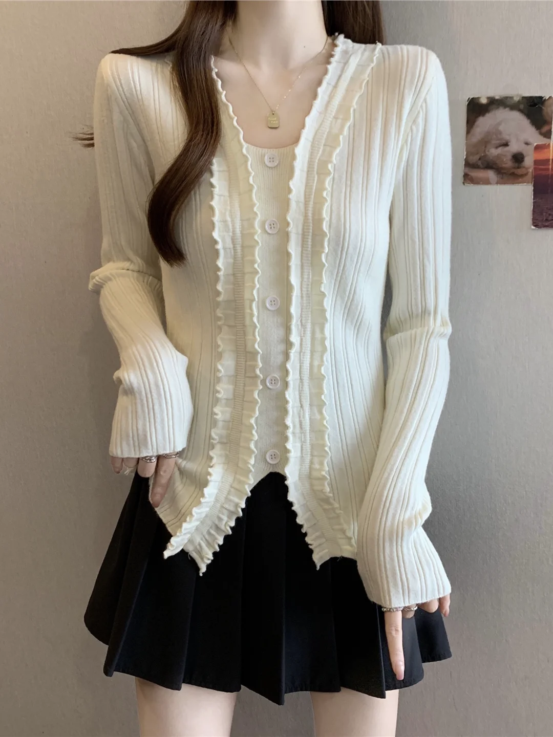 

Кружевное длинное платье Cherry Blossom с v-образным вырезом, облегающее повседневное вязаное женское платье, осень-зима, большие размеры, удобное дышащее