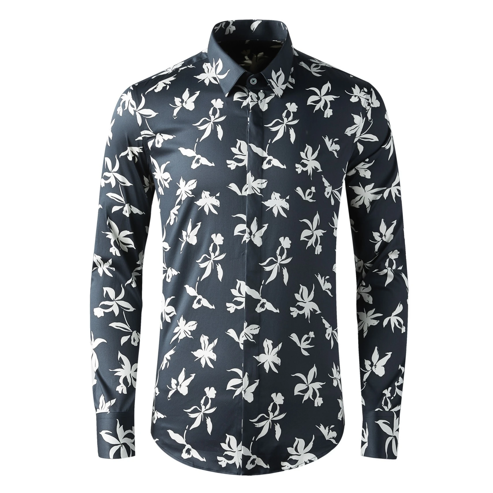 

Autumn Winter Floral Men's Shirt Slim Fit Long Sleeve Cotton Casual Shirts Business Banquet Party Shirts Camisa Masculina 2025