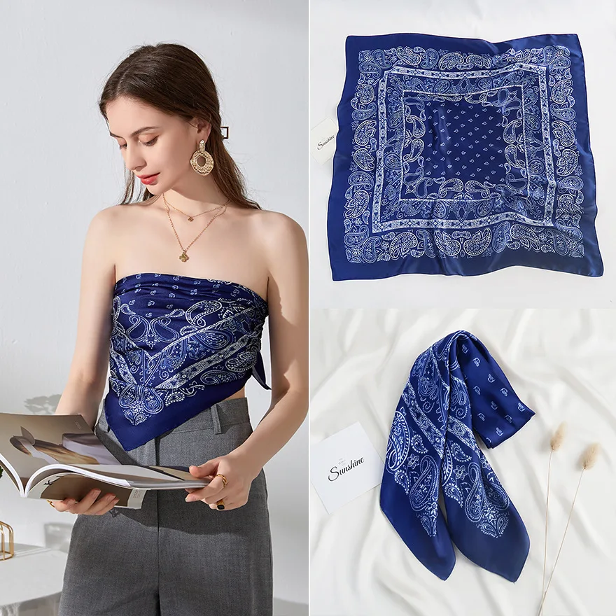 Paisley Scarf Vintage Square Bandana 60cm Unisex Hip Hop Dance Waist Neck Wrap Cotton Decorative Urban Fashion