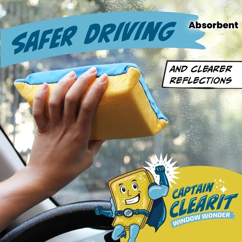1pc ptain Clear Window Miraculous - Large Super Absorbent Anti-Fog Sponge, Suitable for Cars, Mirrors, Glass, Etc. - Trace-Free