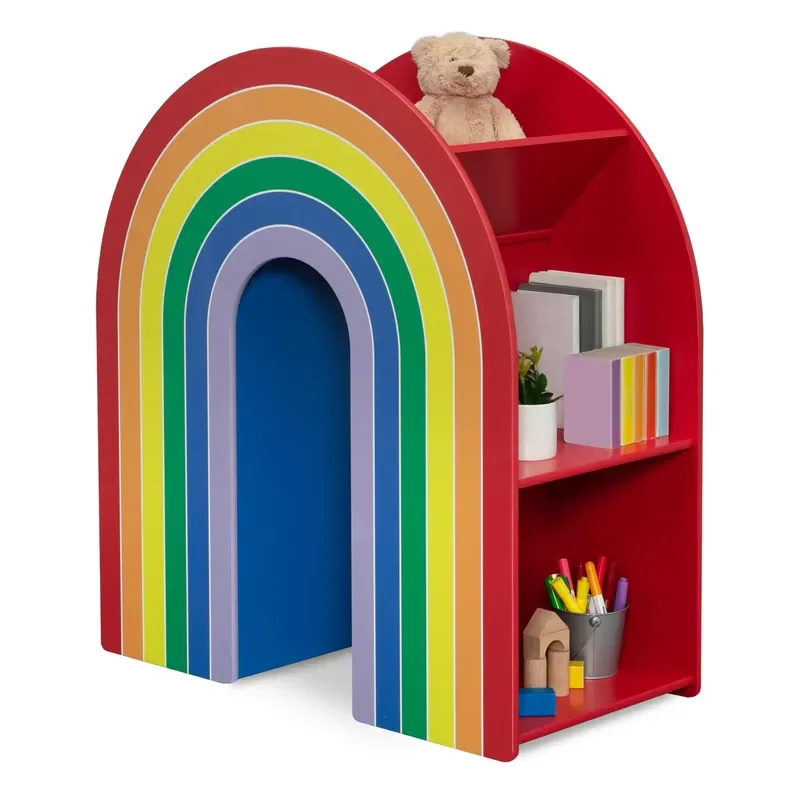 Rainbow Wooden Bookshelf for Kids Multi Purpose Storage Cabinet for Home Bedroom School Kindergarten Modern Furniture